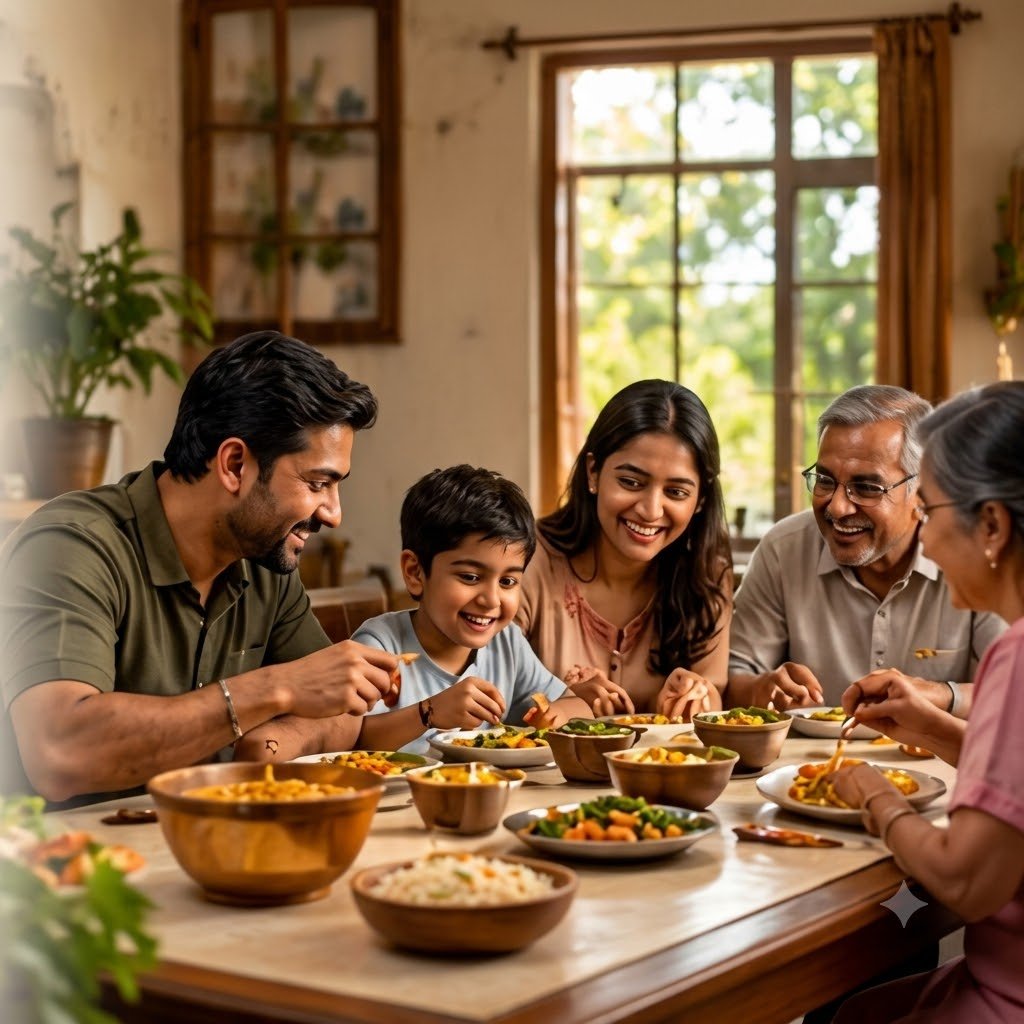 Family enjoying a meal